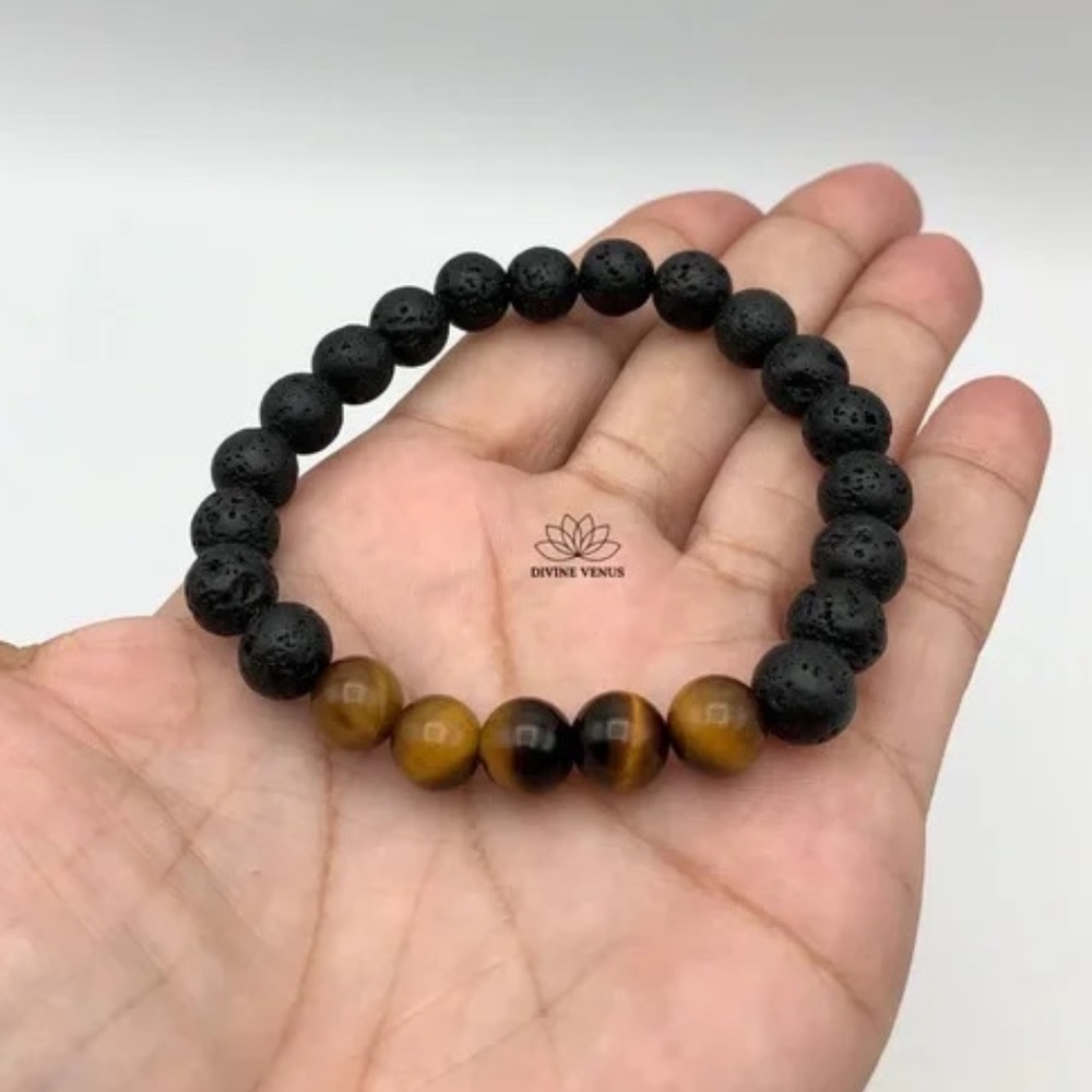 Tiger's Eye Lava Rock Bracelet - Picture 2 of 2